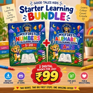 Good Tales Kids Starter Learning Bundle, 2 digital colouring books for kids ages 3–7, Alphabet A–Z and Numbers 1–20 for ₹99